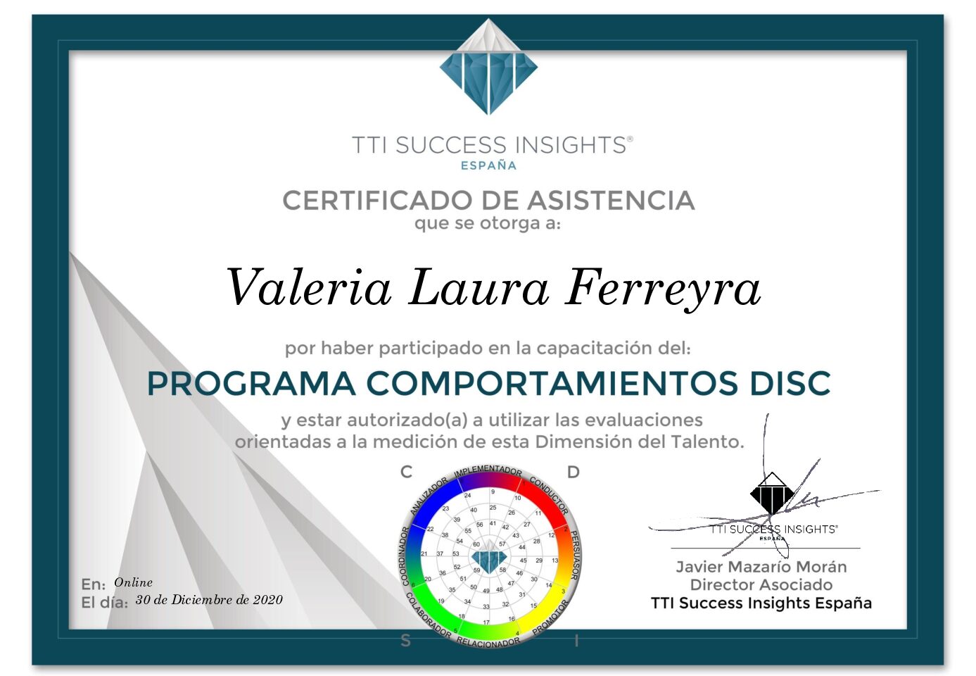 Diploma ASISTENCIA DISC-3